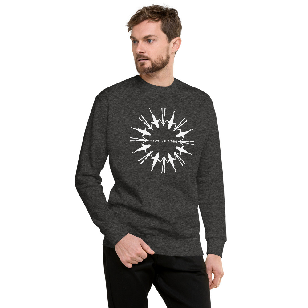 Respect Our Oceans Shark (White) - Unisex Fleece Pullover
