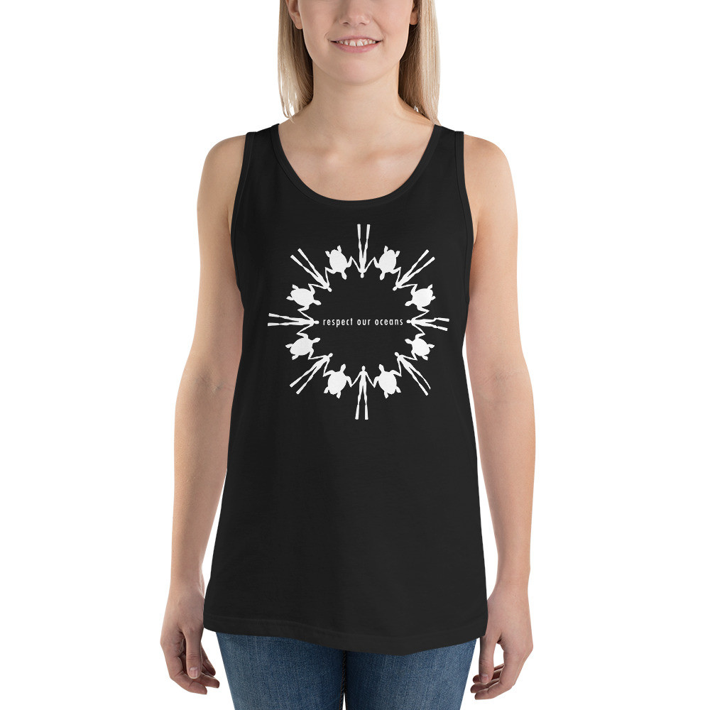 Respect Our Oceans Turtle (White) - Unisex Tank Top