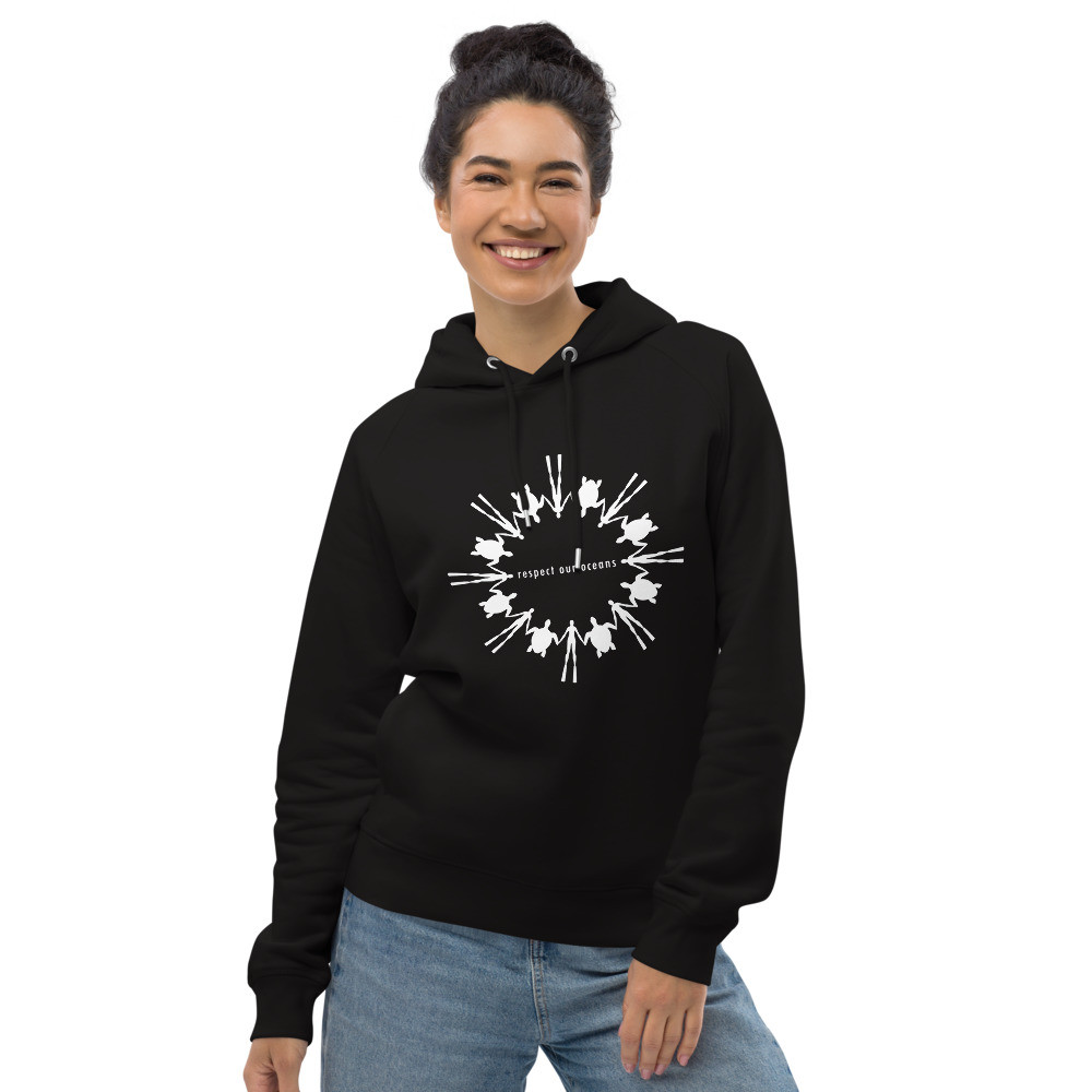 Respect Our Oceans Turtle (White) - Unisex Eco Hoodie