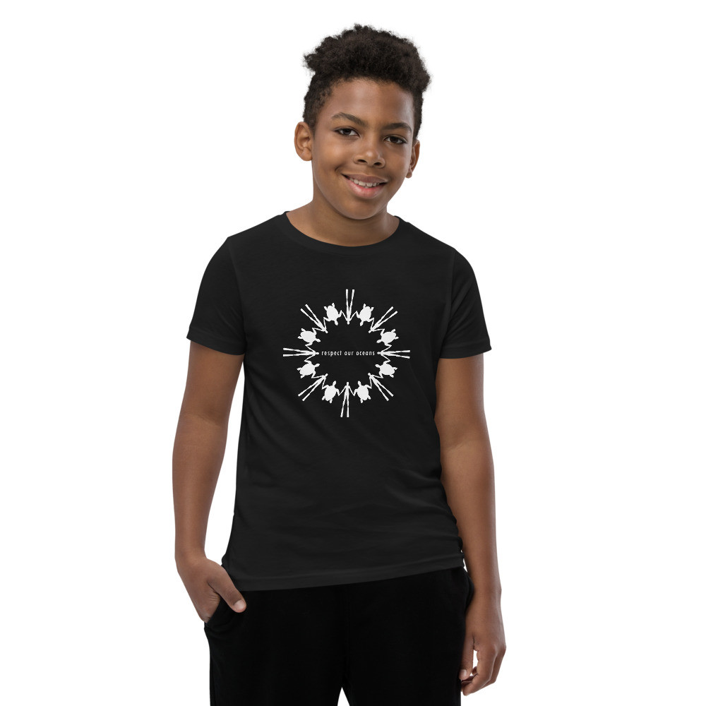 Respect Our Oceans Turtle (White) - Youth Short Sleeve T-Shirt