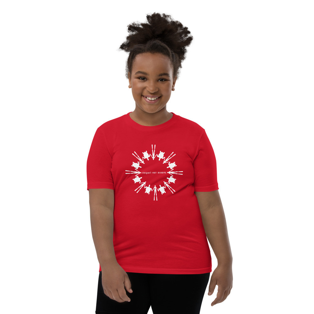 Respect Our Oceans Turtle (White) - Youth Short Sleeve T-Shirt
