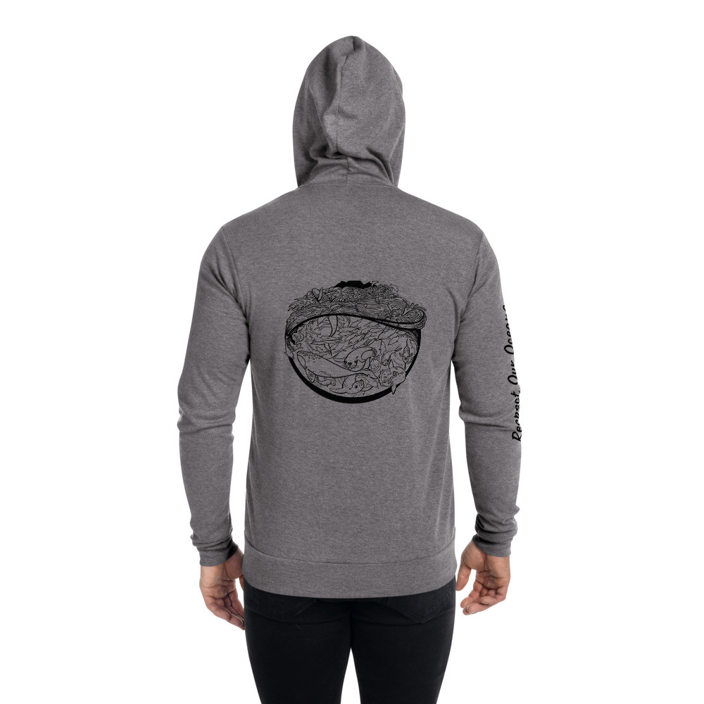 Sea Scape (Black) - Unisex Lightweight Zip Hoodie 