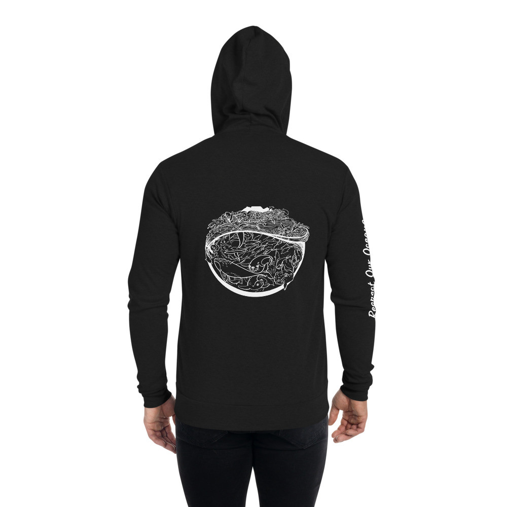 Sea Scape (White) - Unisex Lightweight Zip Hoodie