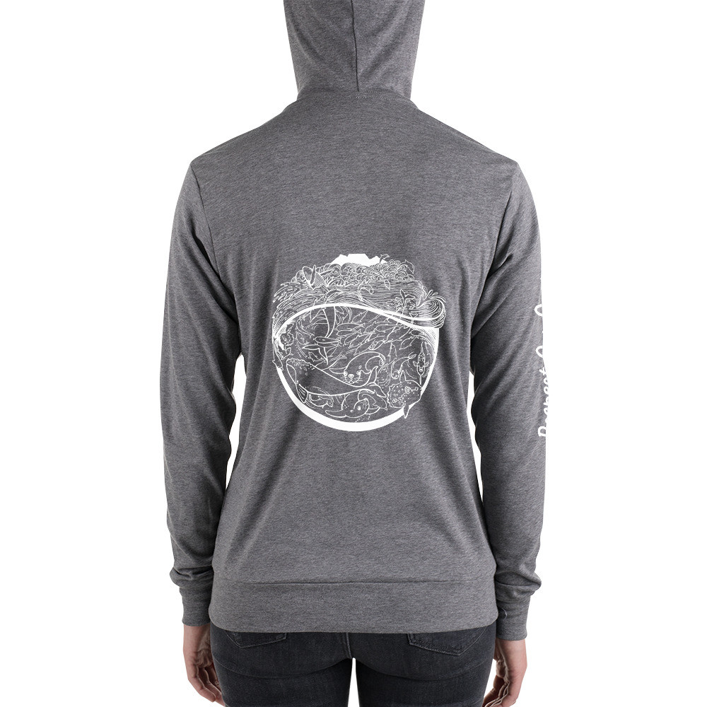 Sea Scape (White) - Unisex Lightweight Zip Hoodie
