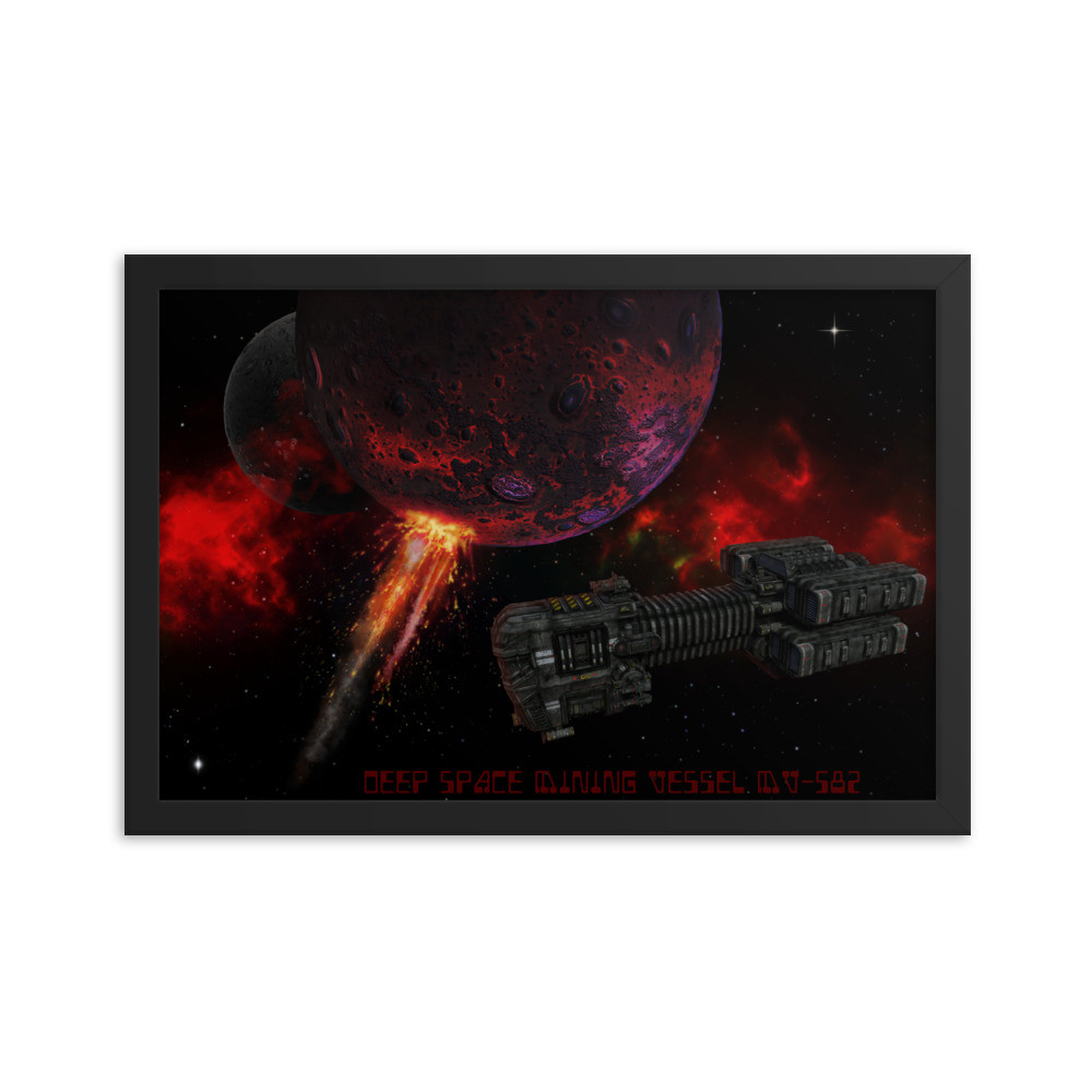 Deep Space Mining Vessel 582 - Framed photo paper poster