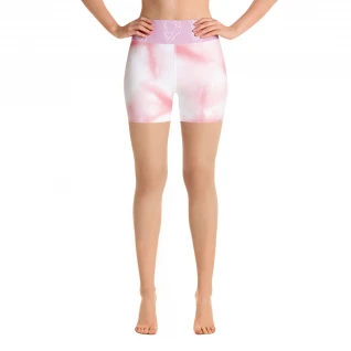 Pink Tie Dye Yoga Print Shorts