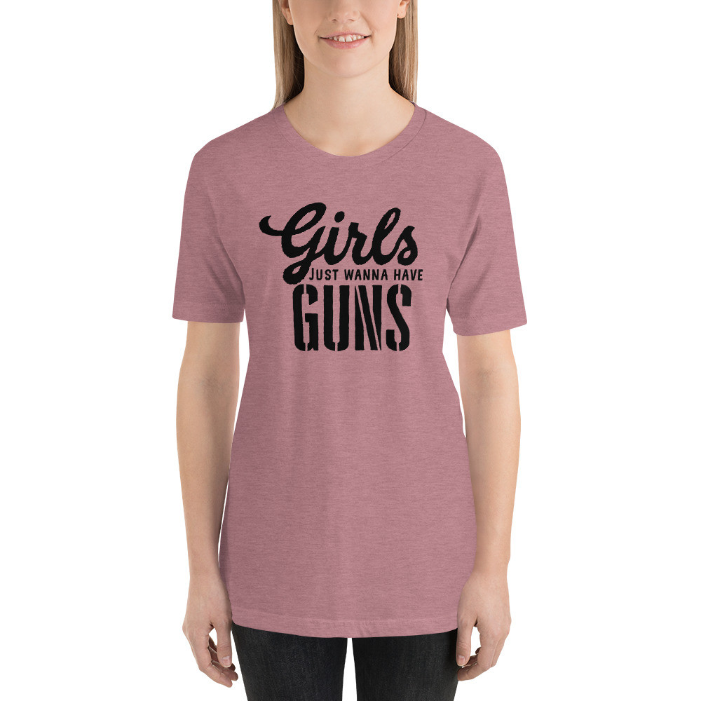 Girls just want to have Guns, Gun Flag on Back, 2nd Amendment shirt, Right to Bear Arms, Short-Sleeve Unisex T-Shirt