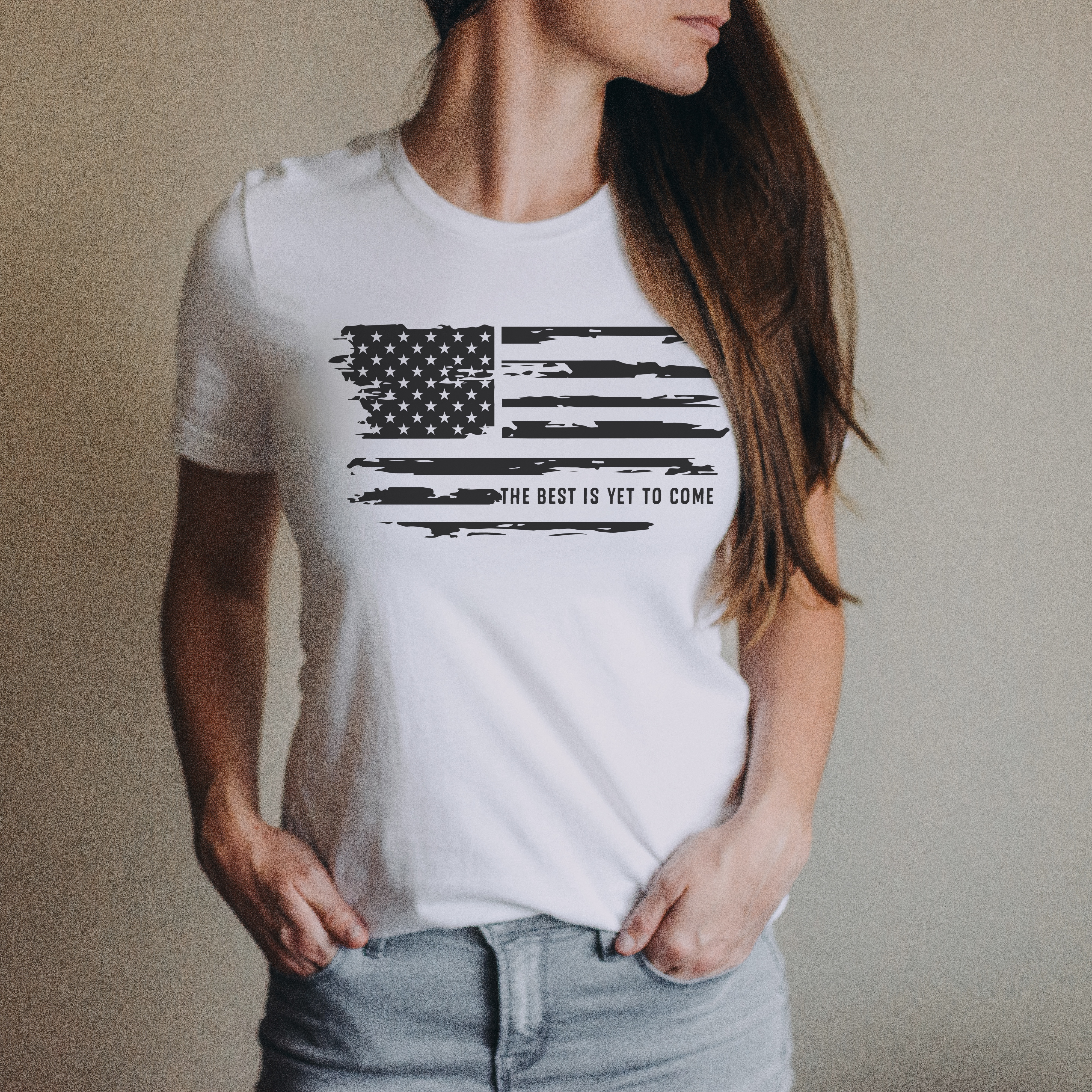 The Best is Yet to Come, American flag, Short-Sleeve Unisex T-Shirt
