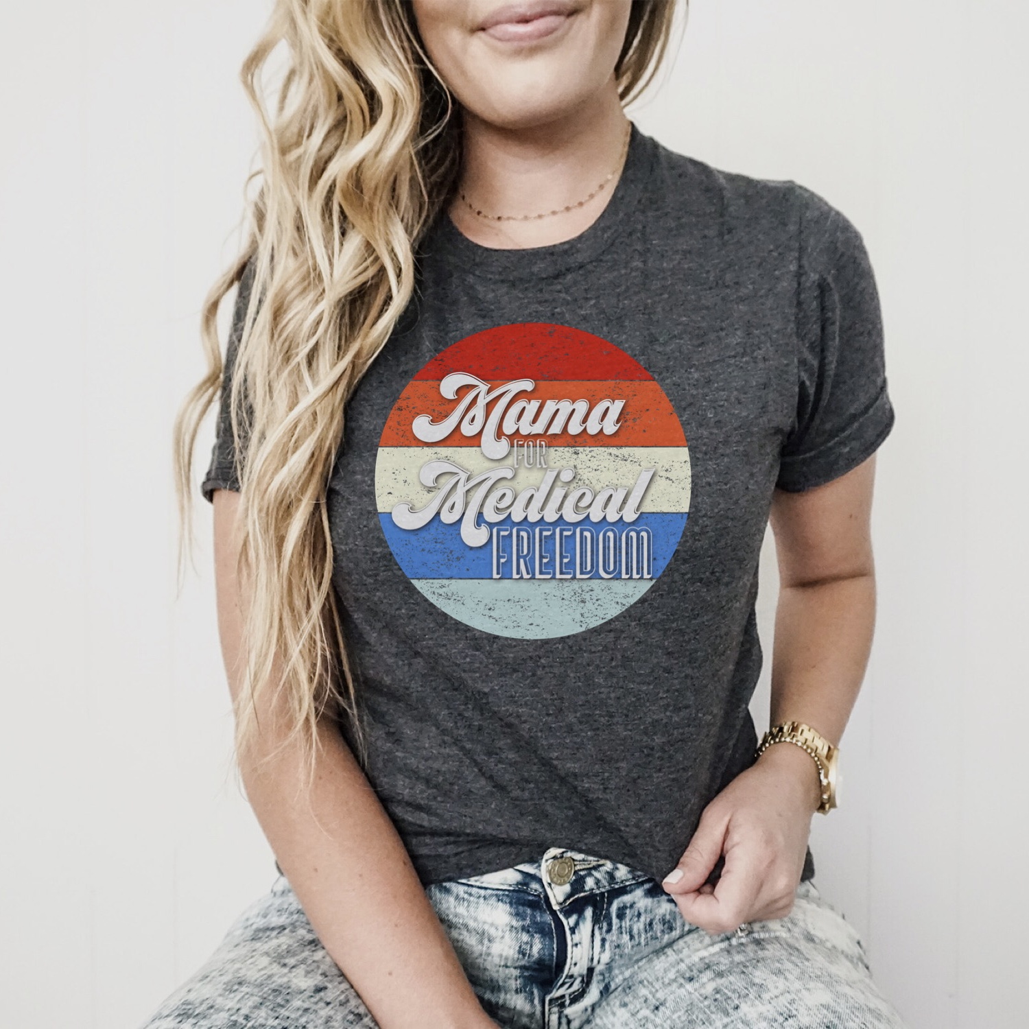 Mama for Medical Freedom, Red White & Blue, Patriotic Mom, Short-Sleeve Unisex T-Shirt