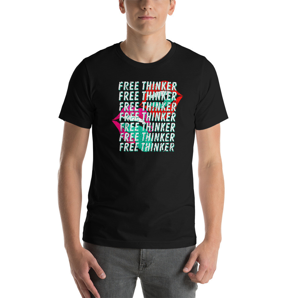 Free thinker Shirt, rock lips tongue, Short-Sleeve Unisex T-Shirt