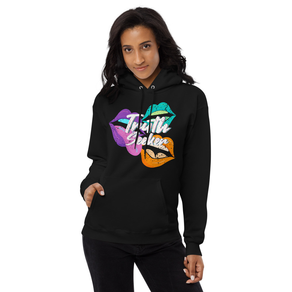Truth seeker Hoodie, graphic tee, Freedom Shirt, crunchy Shirt, rocker, lips tongue, colorful, Unisex fleece hoodie