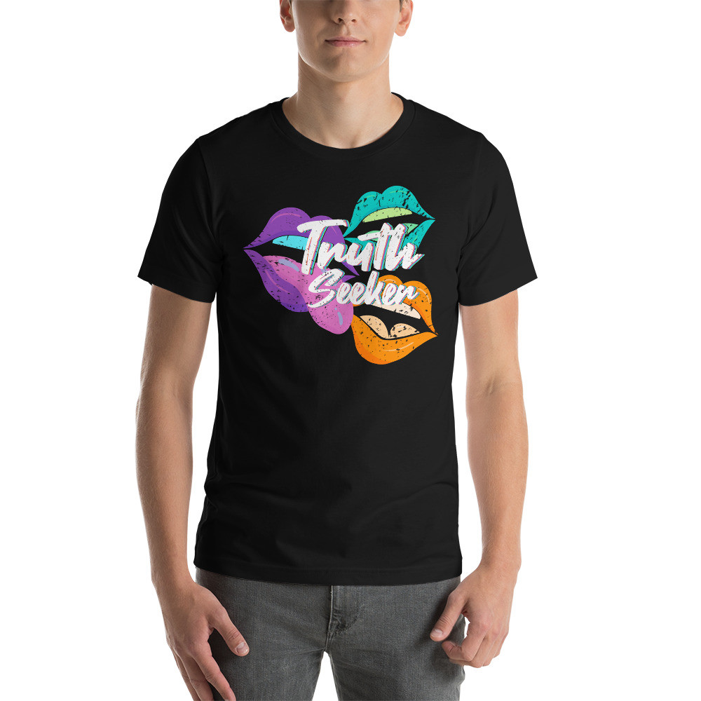Truth seeker Shirt, graphic tee, rocker, lips tongue, bright colors, Short-Sleeve Unisex T-Shirt