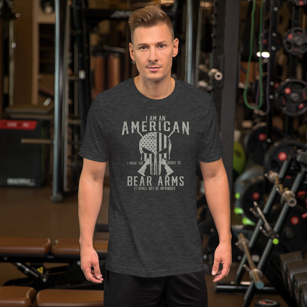 I am an American I have the right to bear arms, it shall not be infringed, Second Amendment shirt, 2A shirt,  pro gun, Short-Sleeve Unisex T-Shirt