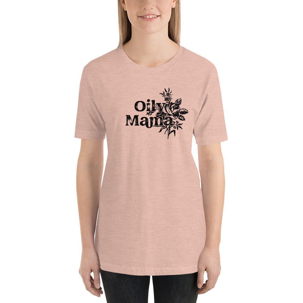 Oily mama, vintage flower, young living, essential oils, Short-Sleeve Unisex T-Shirt