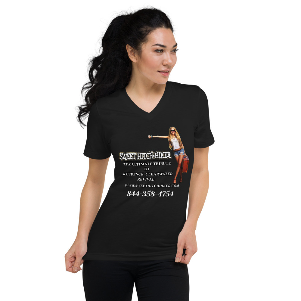 Women's Sweet Hitch-Hiker Short Sleeve V-Neck T-Shirt