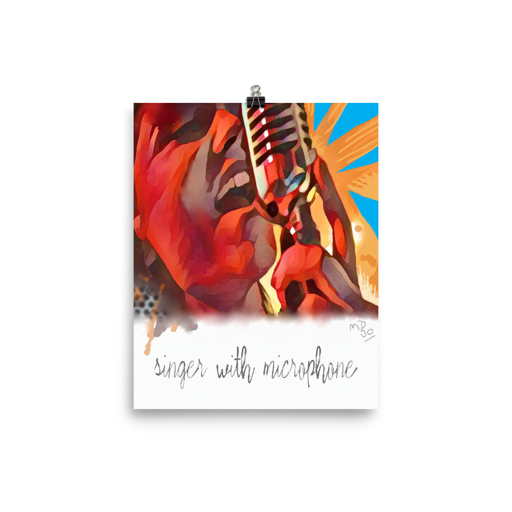 SINGER WITH MICROPHONE Poster INCHES