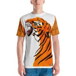 Tiger T-shirt Large Print with Ornaments and back print