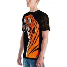 Tiger T-shirt Large Print with Ornaments, Black