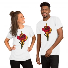 Snake Rose, Red and Orange Unisex T-Shirt