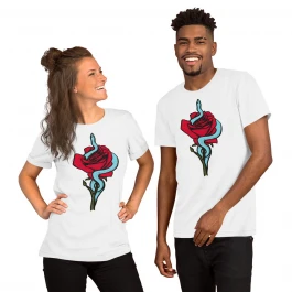 Snake Rose, Red and Turquoise Unisex T-Shirt