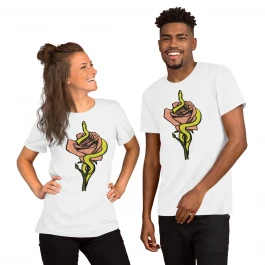 Snake Rose, Peach and Green Unisex T-Shirt