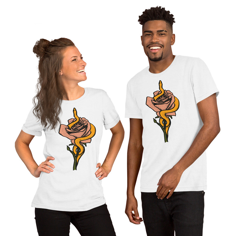 Snake Rose, Peach and Orange Unisex T-Shirt