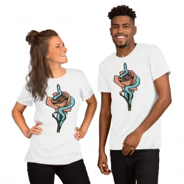 Snake Rose, Peach and Turquoise Unisex T-Shirt