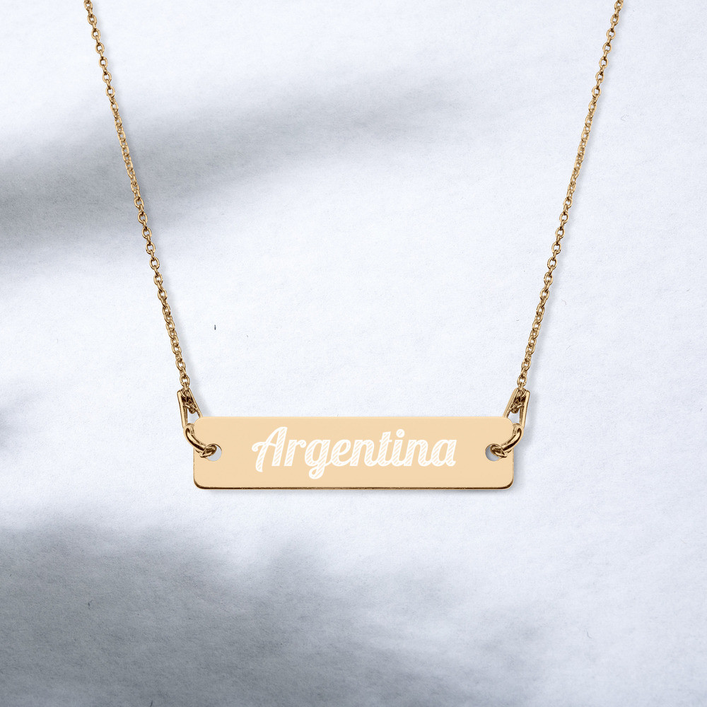 Engraved Bar Chain Necklace