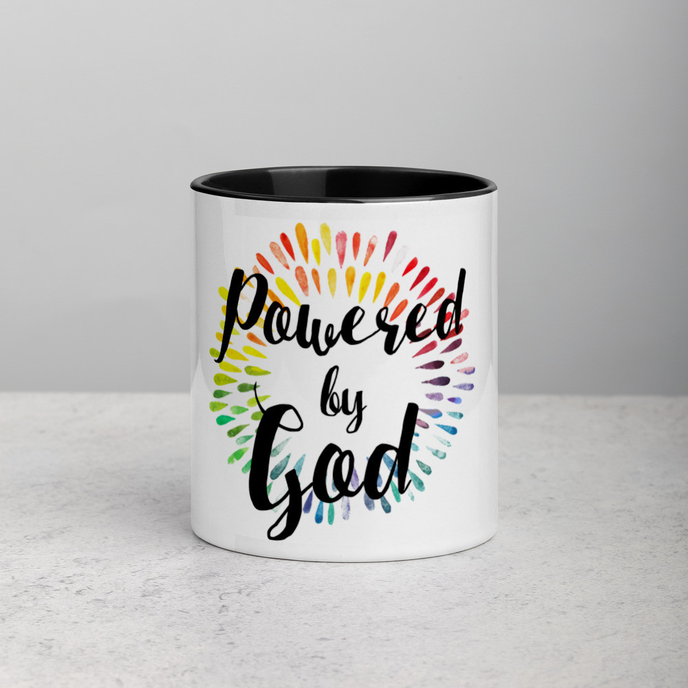 Powered by God - Mug with Color Inside