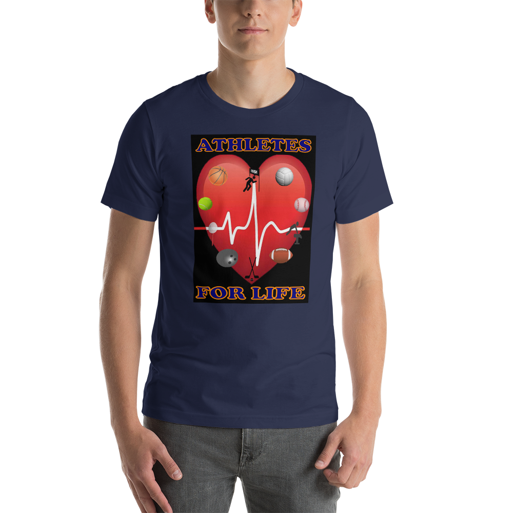 Athletes For Life Short-Sleeve T-Shirt - Premium Branded Item - Black Background - For Him
