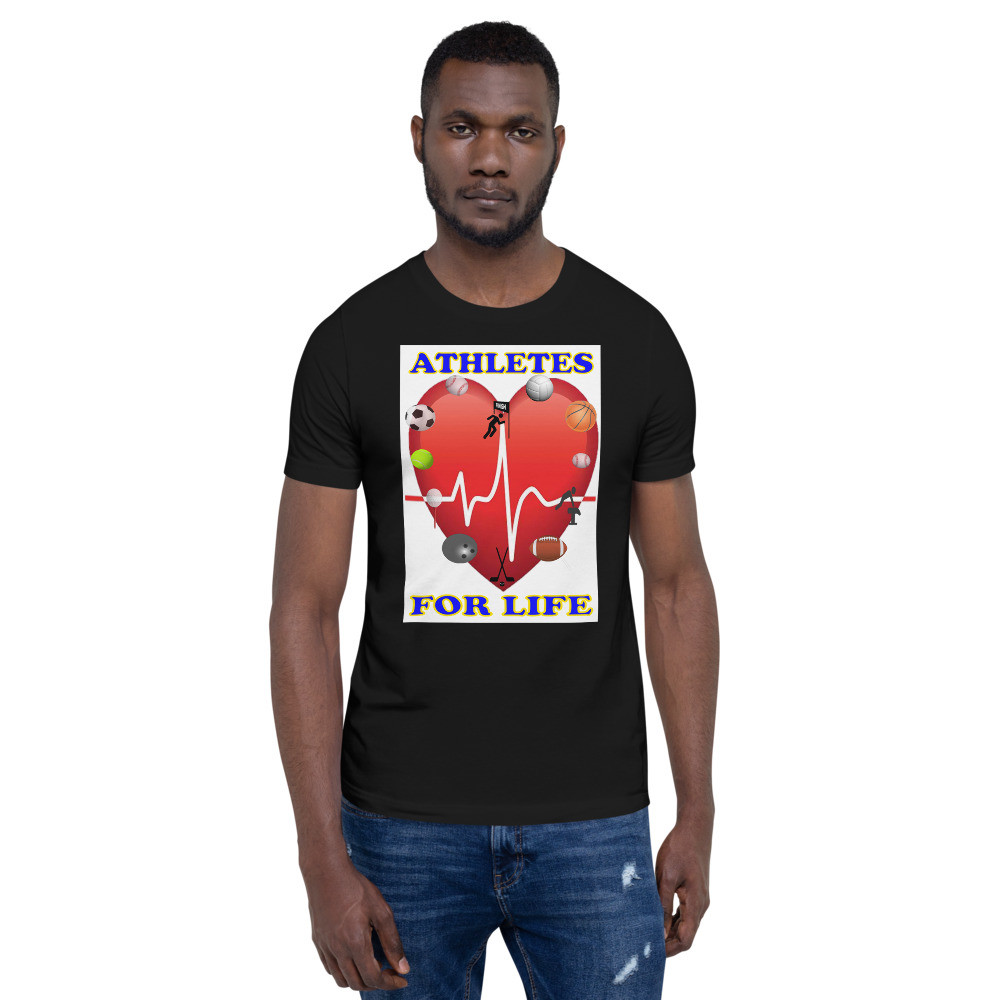 Athletes For Life Short-Sleeve T-Shirt - Premium Branded Item - White Background - For Him
