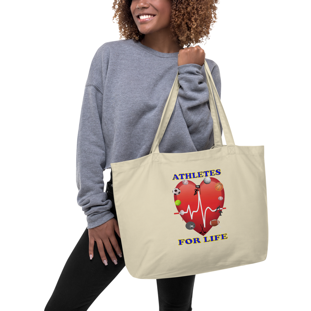 Athletes For Life - Large Organic Tote Bag