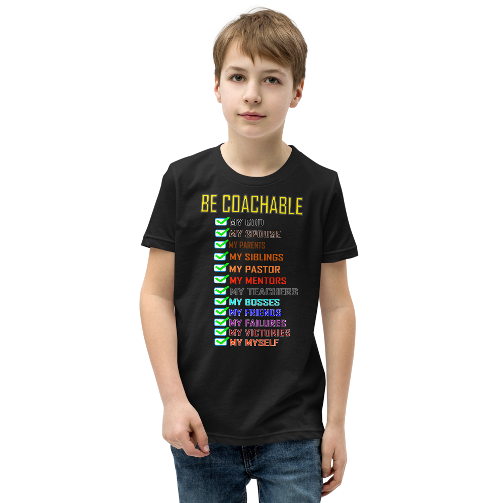 Be Coachable Youth Short Sleeve T-Shirt - For Boys or Girls 