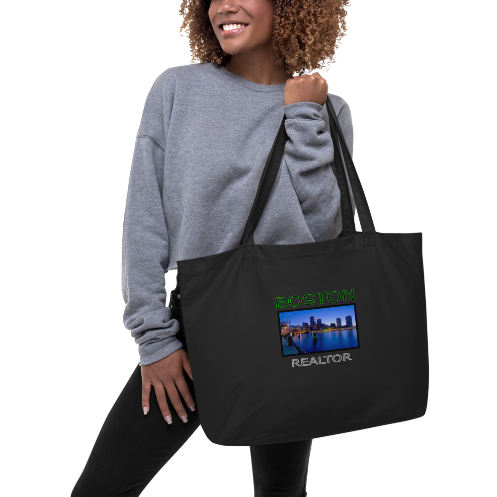 Boston Realtor - Large Organic Tote Bag - For Him or For Her