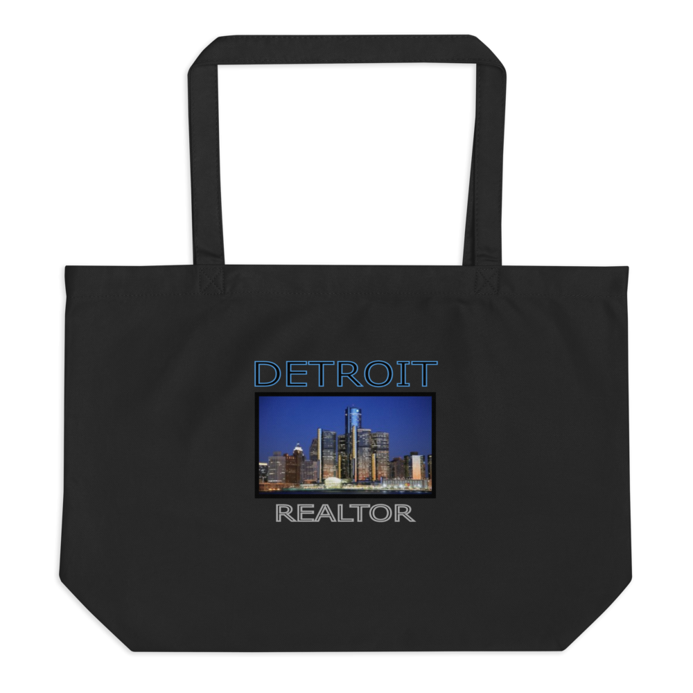 Detroit Realtor - Large Organic Tote Bag - For Him or For Her