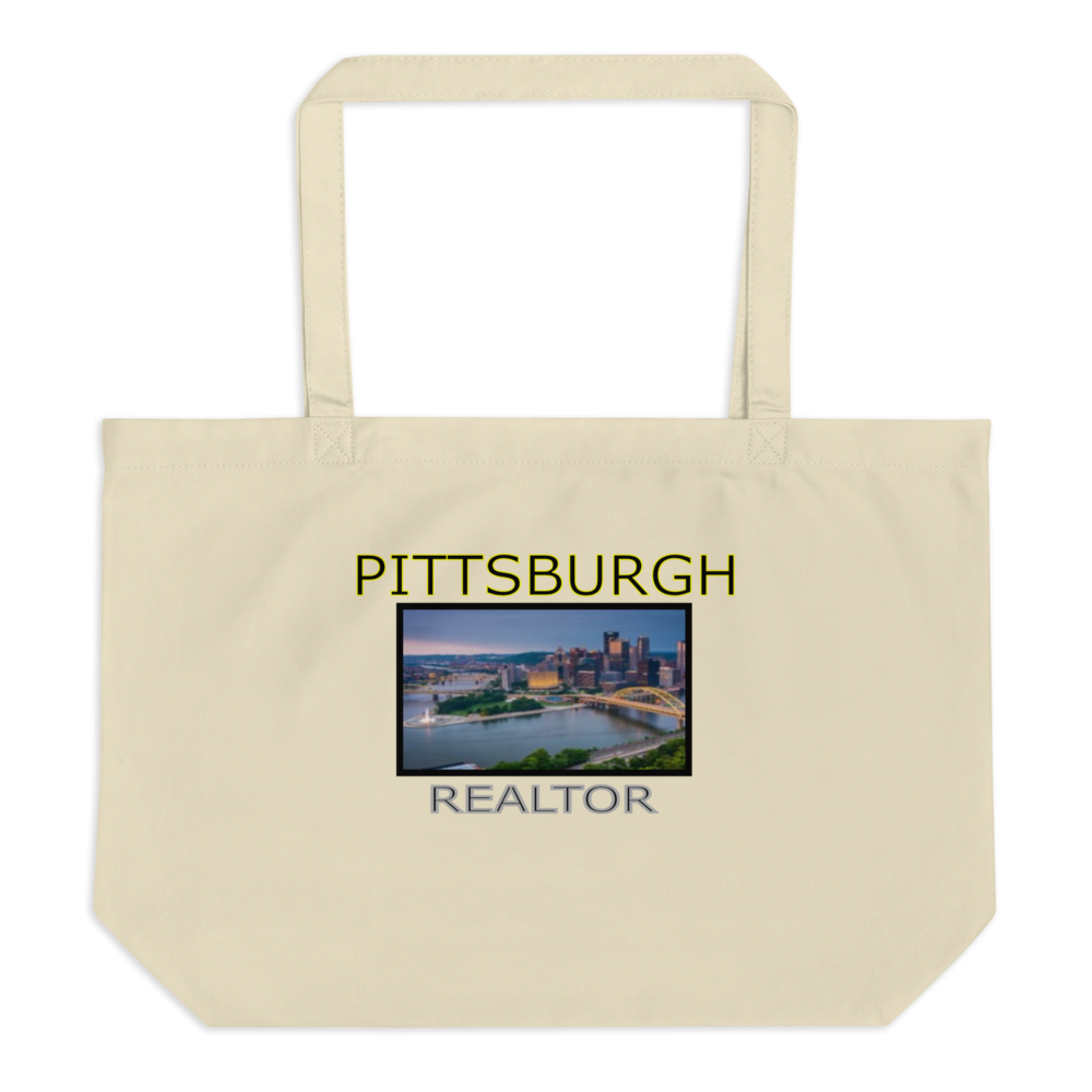 Pittsburgh Realtor - Large Organic Tote Bag - For Him or For Her