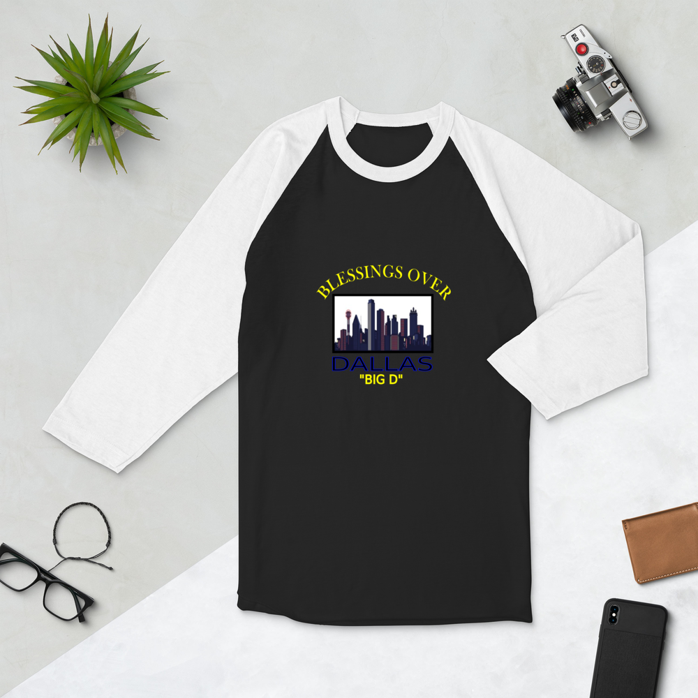 Blessings Over Dallas - 3/4 Sleeve Raglan Shirt - For Him or For Her