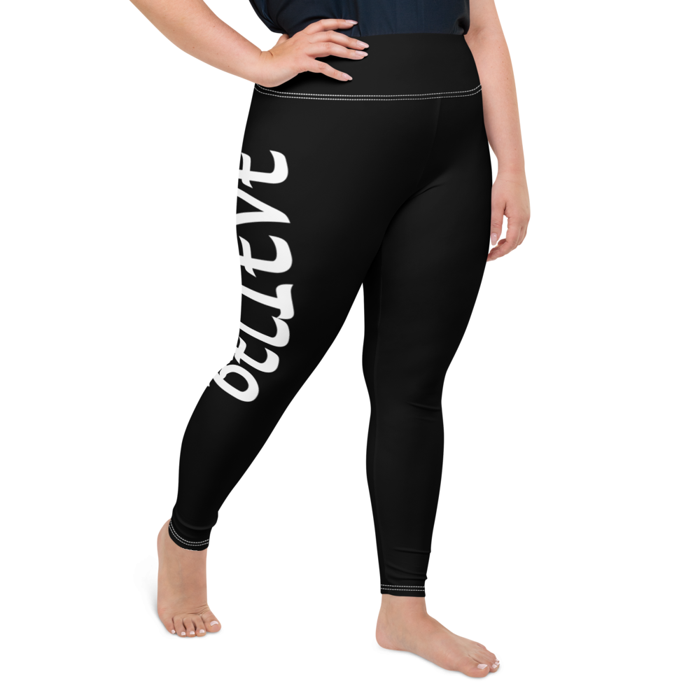 Believe - Black Plus Size Leggings - For Her