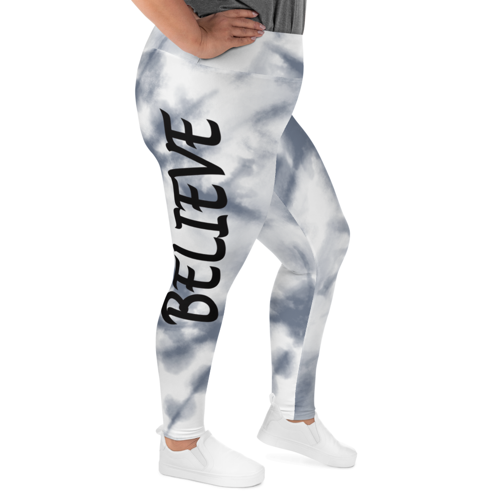 Believe - Gray Tie Dye - Plus Size Leggings - For Her