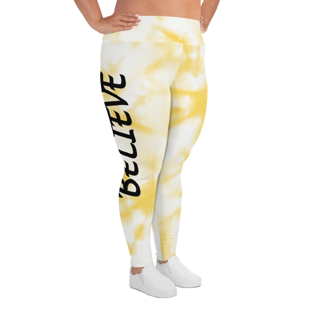 Believe - Yellow Tie Dye Plus Size Leggings - For Her