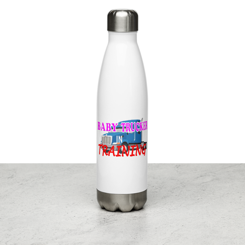 Baby Trucker in Training - Stainless Steel Water Bottle - For Girls