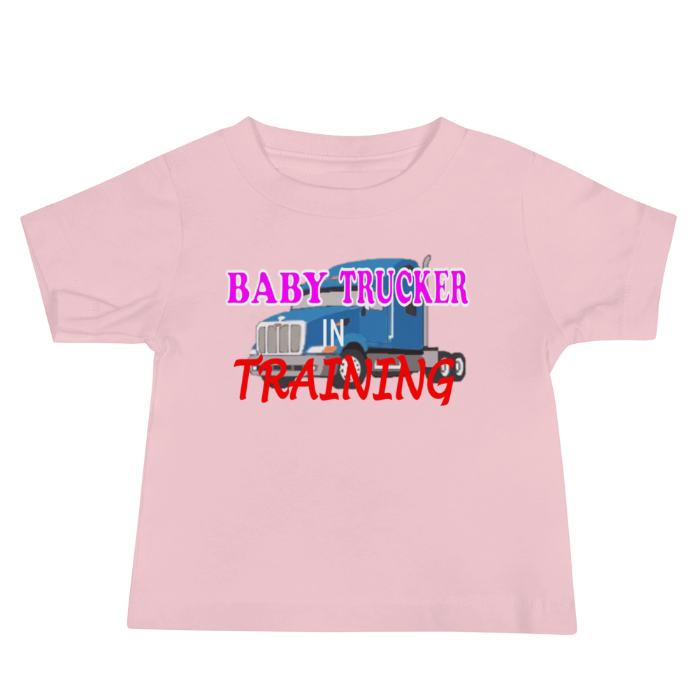Baby Trucker in Training - Baby Jersey Short Sleeve Tee - For Girls