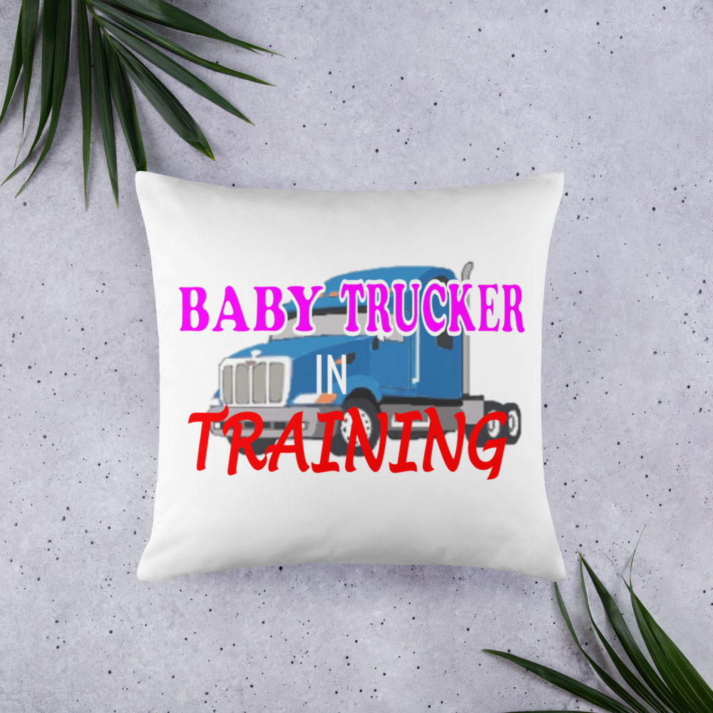 Baby Trucker in Training - Basic Pillow - For Girls