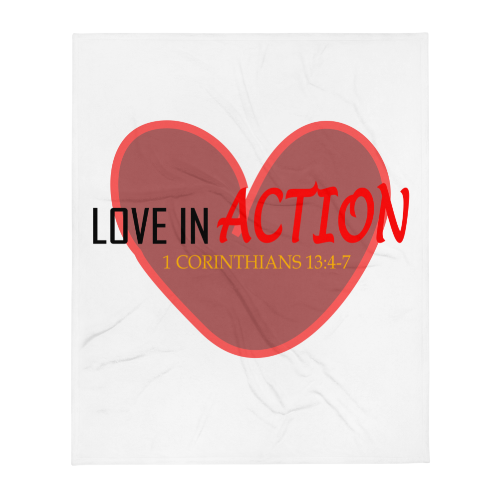Love in Action with Heart Throw Blanket