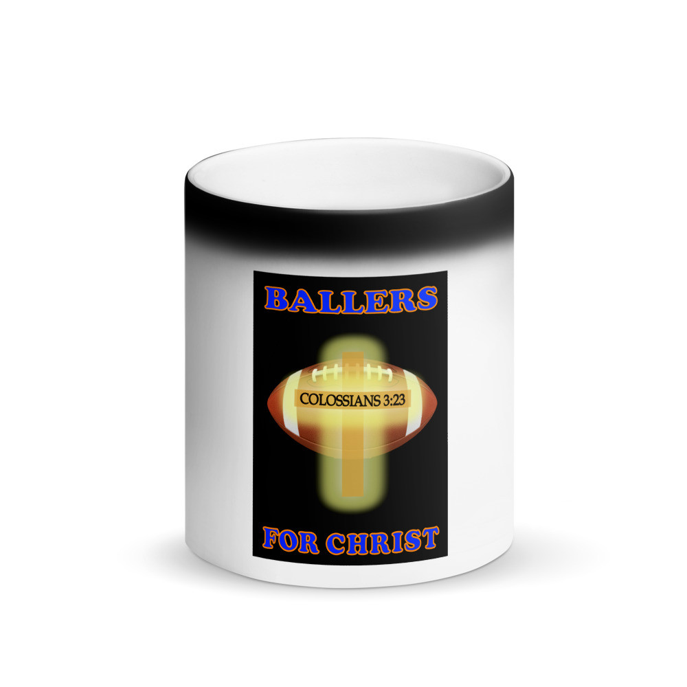 Ballers For Christ (Football) Matte Black Mug