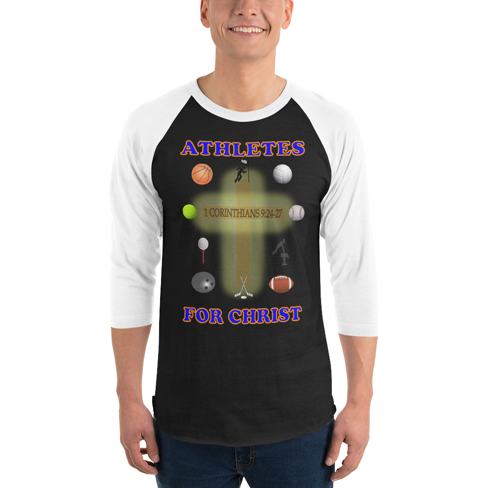 Athletes For Christ - 3/4 Sleeve Raglan Shirt - Shirts For Him or For Her