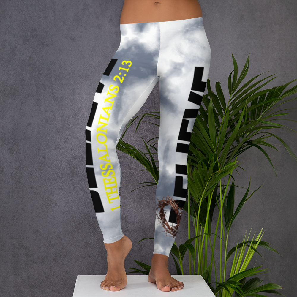 Believe - 1 Thessalonians 2:13 - Gray Tie Dye Leggings - For Her