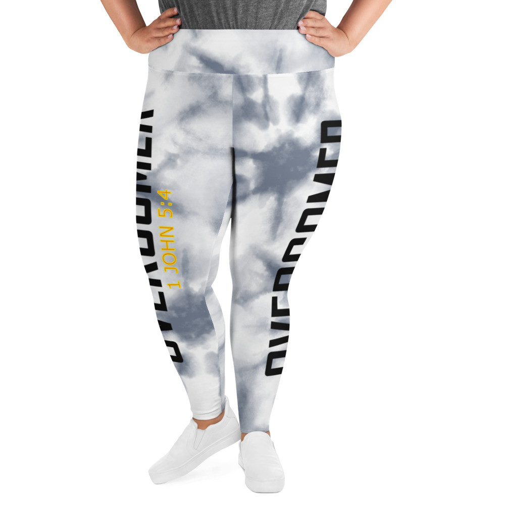 Overcomer - Gray Tie Dye - Plus Size Leggings - For Her