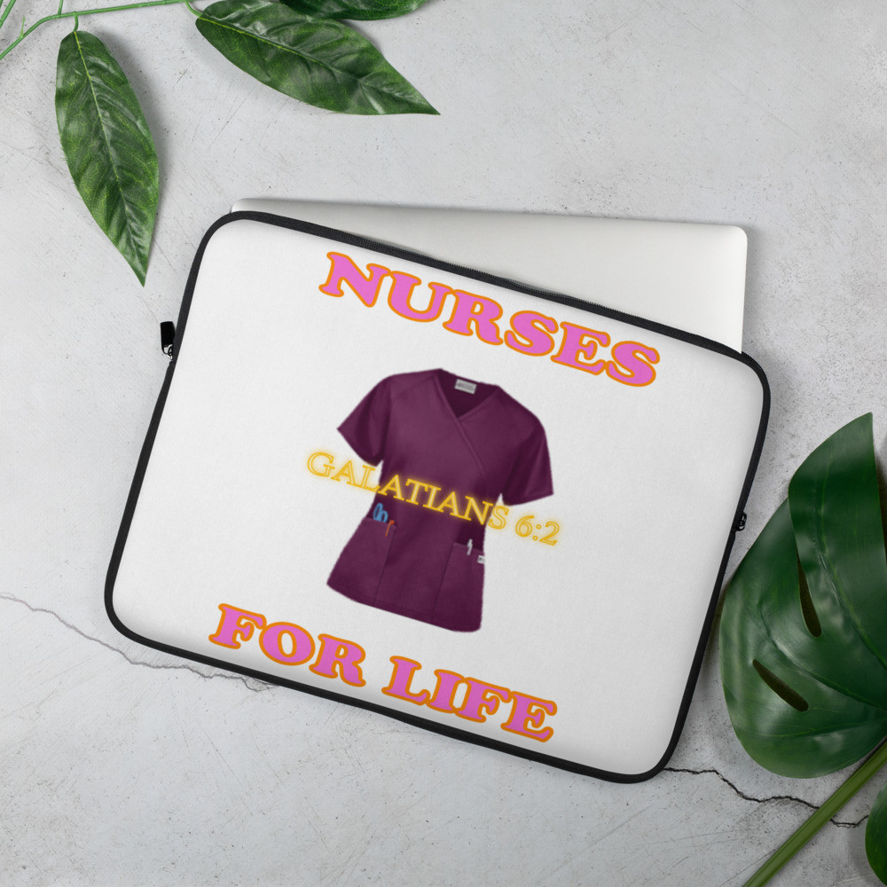 Nurses For LIfe - Galatians 6:2 - Laptop Sleeve - White 