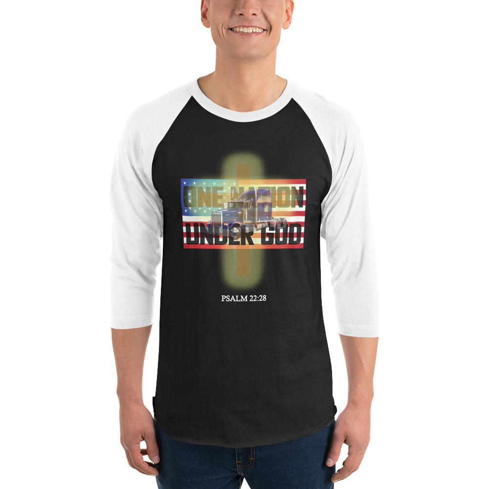 One Nation Under God - 3/4 Sleeve Raglan Shirt - For Him or For Her
